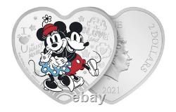 2021 Niue 2$ Argent Épreuve Mickey & Minnie Couple Ultime RARE