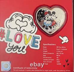 2021 Niue 2$ Argent Épreuve Mickey & Minnie Couple Ultime RARE