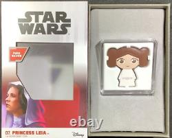 2021 Niue 7ème pièce en argent Chibi Star Wars de Nouvelle-Zélande Princess Leia 1 Oz COA