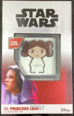 2021 Niue 7ème pièce en argent Chibi Star Wars de Nouvelle-Zélande Princess Leia 1 Oz COA