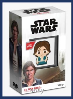 2021 Niue 8ème Nouvelle-Zélande Star Wars Chibi Pièce de monnaie Han Solo 1 oz Argent COA