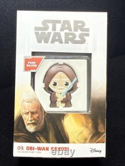 2021 Niue 9e pièce en argent Chibi Star Wars de Nouvelle-Zélande - Obi Wan Kenobi 1 oz avec certificat d'authenticité