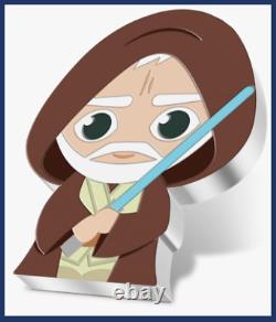 2021 Niue 9ème Nouvelle-Zélande Star Wars Chibi Pièce - Obi Wan Kenobi 1 Oz Argent COA