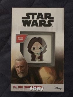 2021 Niue 9ème pièce Chibi Star Wars de Nouvelle-Zélande - Obi Wan Kenobi 1 Oz Argent COA
