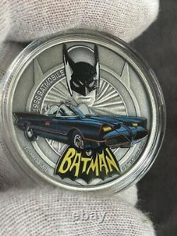 2021 Niue Batman Batmobile Collection 1966 Couleur Antiqued 1 Oz Argent Coin