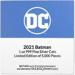 2021 Niue DC Batman Logo 1 Oz. 999 Argent Fine $2 Pièce De Preuve Colorée Coa
