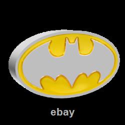 2021 Niue DC Comics Batman Logo Emblem Coin 1 Oz. 999 Pièce D'argent 5 000 Hachée