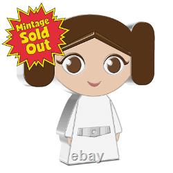 2021 Princesse Leia Chibi Pure Silver Coin Star Wars Monnaie Néo-zélandaise