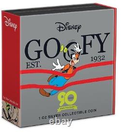 2022 1 Oz Silver Proof Disney Disney Goofy 90e Anniversaire