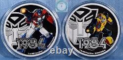 2022 $2 Niue 1oz Pièces d'argent Proof Optimus Prime et Bumblebee Deux pièces