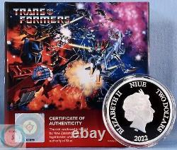 2022 $2 Niue 1oz Pièces d'argent Proof Optimus Prime et Bumblebee Deux pièces