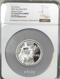 2022 DC Comics Le Batman Classique Pièce en Argent 3 oz. 999 Pf70 Ultra Cameo