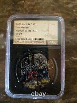 2022 Îles Cook 5 $ Numéro de la Bête Iron Maiden Pf 70 Ngc Pièce en Argent