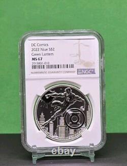 2022 Niue 1 Oz 2 $ DC Comics Ligue des Justiciers Green Lantern Pièce d'argent Ngc Ms67