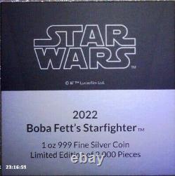 2022 Niue 1 Oz Silver 2 $ Star Wars Boba Fett Starfightger Slave 1 Ngc Pf70 Uc Fr