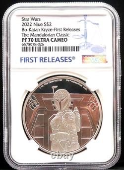 2022 Niue 2 $ 1 oz Star Wars Le Mandalorien Bo-Katan Kryze PF70 UC BOÎTE + COA