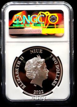 2022 Niue 2 $ 1 oz Star Wars Le Mandalorien Bo-Katan Kryze PF70 UC BOÎTE + COA