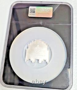 2022 Niue 2 $ Fantôme Pac-Man NGC MS65.999 Pièce en argent de jeu vidéo Nouvelle-Zélande U93