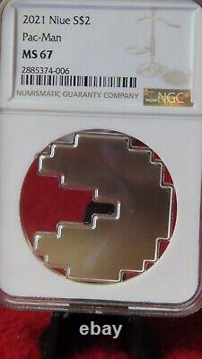 2022 Niue 2 $ Pac-Man NGC MS67.999 Pièce en Argent de Jeu Vidéo Nouvelle-Zélande