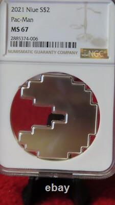 2022 Niue 2 $ Pac-Man NGC MS67.999 Pièce en Argent de Jeu Vidéo Nouvelle-Zélande