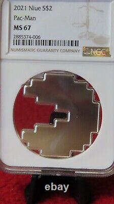 2022 Niue 2 $ Pac-Man NGC MS67.999 Pièce en Argent de Jeu Vidéo Nouvelle-Zélande