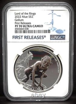 2022 Niue 2 $ Seigneur des Anneaux GOLLUM 1oz Argent NGC PF70 UC