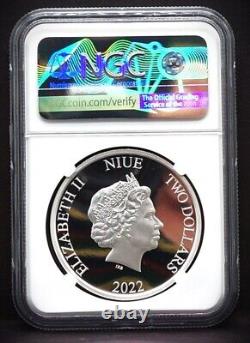 2022 Niue 2 $ Seigneur des Anneaux GOLLUM 1oz Argent NGC PF70 UC