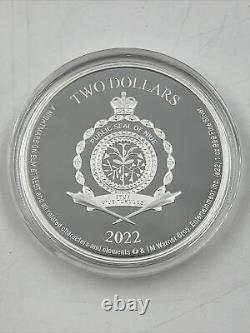 2022 Niue Deux Dollars 1 oz Ronde en Argent Cauchemar dans la Rue de l'Érable Nouvelle-Zélande Mint Box