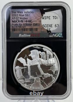 2022 Niue Star Wars AT-ST Walker 2 $ NGCX PF10 UC Auth Ép V Étiquette Découpée Script