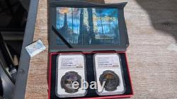 2022 Nouvelle-Zélande Monnaie en argent Proof de 2 oz 'Les Deux Tours' - Ensemble de 2 pièces