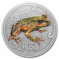 2022 Nouvelle-zélande 2 Oz Silver Antique Archey's Frog Sku#250067