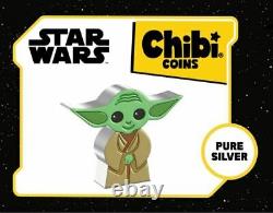 2022 Star Wars Yoda Chibi 2 Nuie Coin, 1 Oz. 999 Argent Fine Avec Coa In Hand