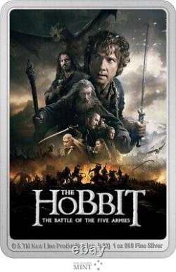 2023 1 oz Ag $2 Le Hobbit La Bataille des 5 Armées Affiche de Film Pièce de Monnaie NGC 70 FR