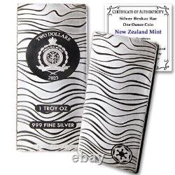 2023 1 oz Niue Argent Mandolorian Beskar Bar Pièce par la Nouvelle-Zélande Brillant
