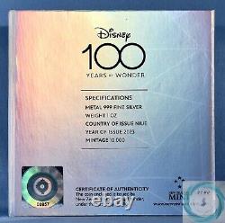 2023 2$ Niue 1oz Argent Disney 100 ans de merveille pièce colorée épreuve