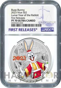 2023 Bugs Bunny Lunar Année Du Lapin 1 Oz. Pièce D'argent Ngc Pf70 Première