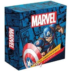 2023 Marvel Captain America's Shield 5oz Pièce D'argent Coa #0111
