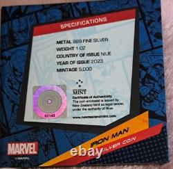 2023 Marvel Ironman Monnaie de la Nouvelle-Zélande 1oz Pièce en Argent Tirage 5,000