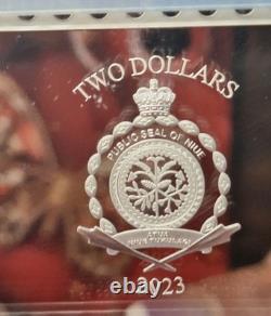 2023 NIUE 2 $ NZ en argent Proof 10 Ultra Caméo TIMBRE MONDIAL ARGENT 1 oz Livraison gratuite