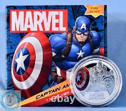 2023 Niue 2 $ 1 oz Argent Marvel Captain America Pièce de Preuve