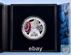 2023 Niue 2 $ 1 oz Argent Marvel Captain America Pièce de Preuve