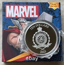 2023 Niue 3 oz Argent 10 $ Marvel Thor Dieu du Tonnerre Monnaie de Nouvelle-Zélande