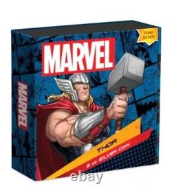 2023 Niue 3 oz Argent 10 $ Marvel Thor Dieu du Tonnerre Monnaie de Nouvelle-Zélande