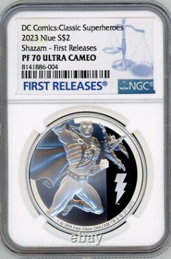 2023 Niue DC Comics Classique Shazam 1oz Pièce d'argent Proof NGC 70 FR