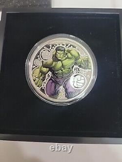 2023 Niue Marvel L'Incroyable Hulk 1 oz Pièce de Monnaie Colorisée en Argent Proof COA #00003