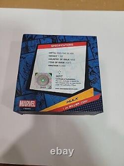 2023 Niue Marvel L'Incroyable Hulk 1 oz Pièce de Monnaie Colorisée en Argent Proof COA #00003