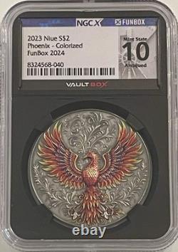 2023 Niue Phoenix Colorisé NGCX État de Monnaie 10 (= MS70) Vieilli 1 Oz Argent