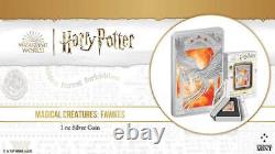 2023 Niue Pièce de monnaie en argent vieilli de 1 once Harry Potter Magical Creature Fawkes