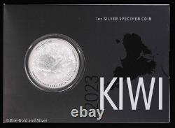 2023 pièce de spécimen Kiwi néo-zélandaise en argent de 1 oz sous carte, 1 $