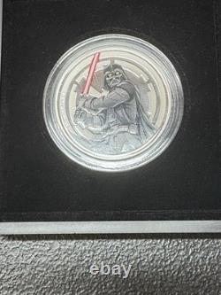 2024 Agoro Star Wars Luke Skywalker contre Dark Vador pièce ronde en argent colorisée de 1 oz